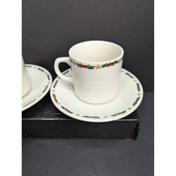 O'Christmas Tree Ten Strawberry Street Ltd Flat Cup and Saucer Set Lot of 2 - Picture 5 of 9
